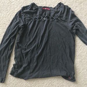 Boutique Gray shirt with x pattern